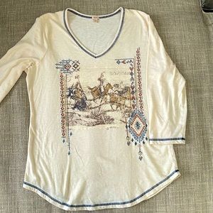 Reba embroidered “postage” top size L
